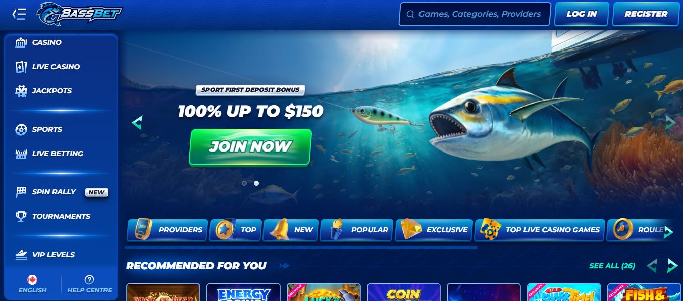 Join BassBet casino and claim sport first deposit bonus 