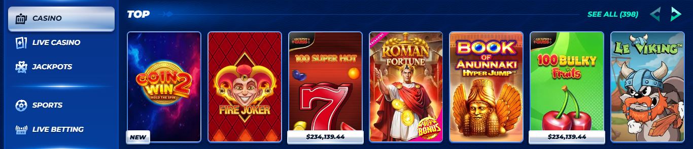 Play top casino slots and jackpot games online